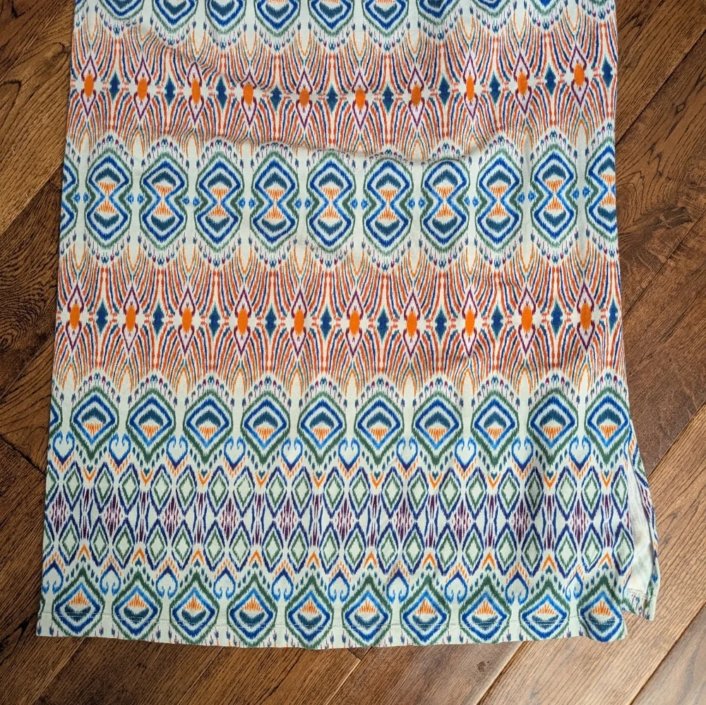 EUC CAbi Women Maxi Dress S Multi Sundress Sleeveless Long Knit Modal Blend Ikat - Picture 2 of 6